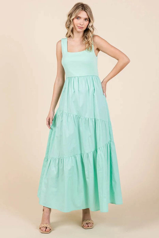 Mittoshop Mix Media Square Neck Maxi Dress - Shop Style & More | Fresh Looks, Everyday Deals & Free Shipping