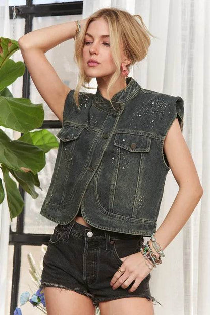 ADORA Sleeveless Button Down Denim Jacket - Shop Style & More | Fresh Looks, Everyday Deals & Free Shipping