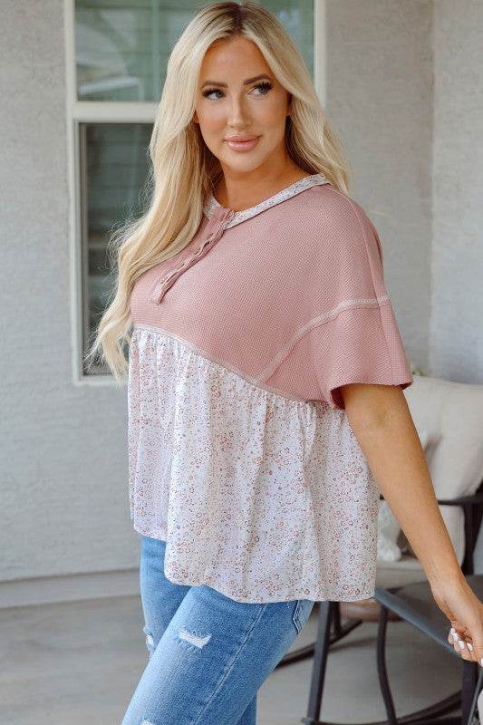 Legacy Waffle Floral Exposed Seam Top - Shop Style & More | Fresh Looks, Everyday Deals & Free Shipping
