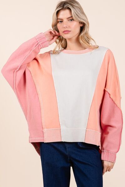 Mittoshop Mineral Wash Color Block Sweatshirt Hoodies & Sweaters