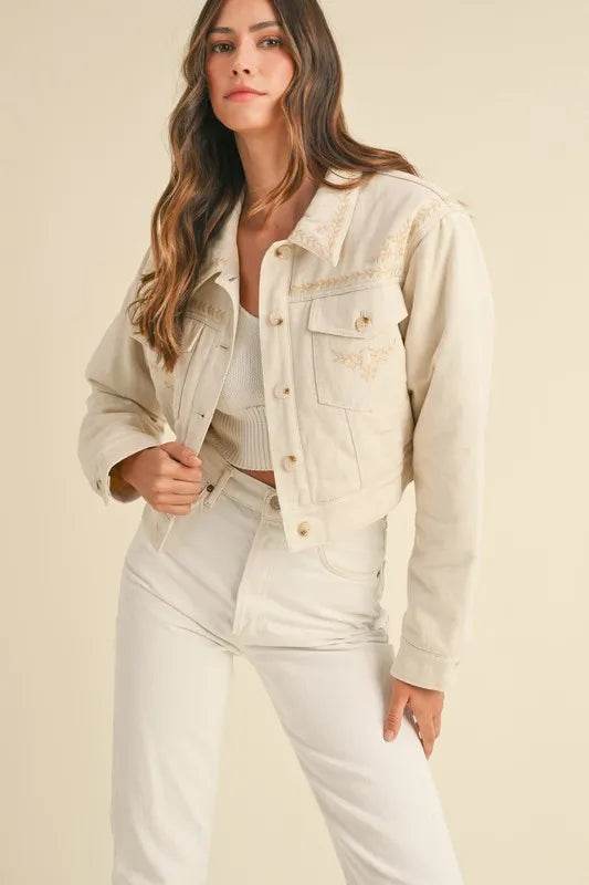 MABLE Embroidered Quilted Cropped Jacket - Shop Style & More | Fresh Looks, Everyday Deals & Free Shipping