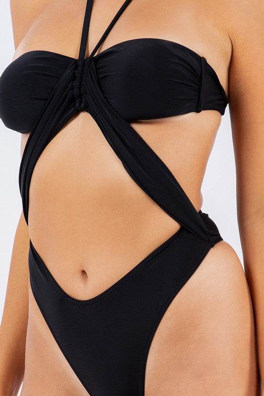 ONE PIECE OPEN CUTOUT FRONT PANEL WITH HALTER NECK - Shop Style & More | Fresh Looks, Everyday Deals & Free Shipping