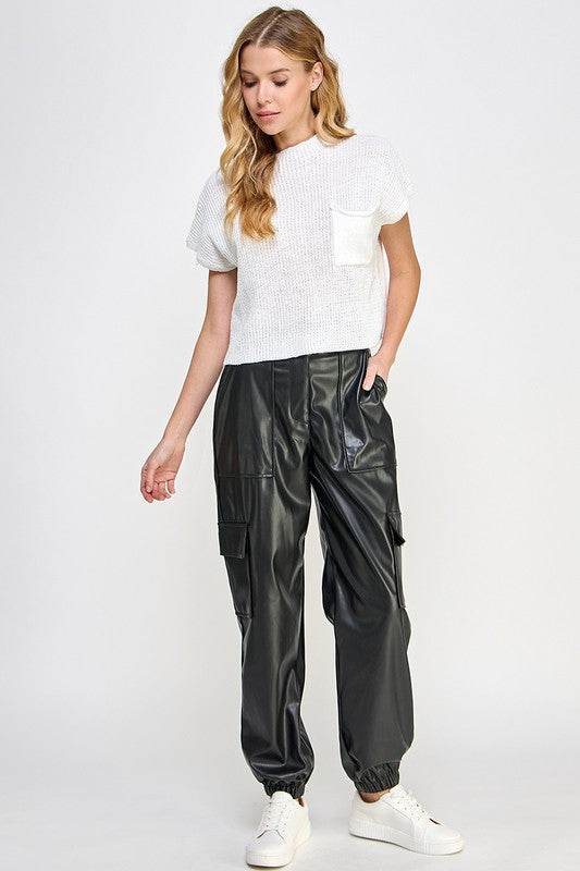 RELAXED VEGAN LEATHER CARGO PANTS - Shop Style & More | Fresh Looks, Everyday Deals & Free Shipping