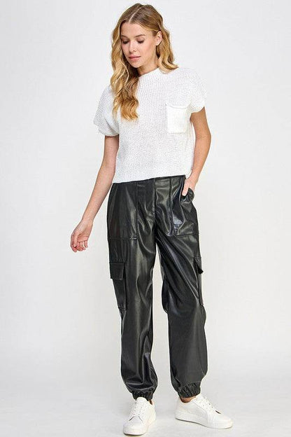 RELAXED VEGAN LEATHER CARGO PANTS - Shop Style & More | Fresh Looks, Everyday Deals & Free Shipping