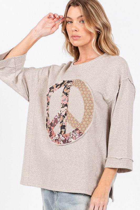 SAGE + FIG Floral Peace Patch Round Neck Top - Shop Style & More | Fresh Looks, Everyday Deals & Free Shipping