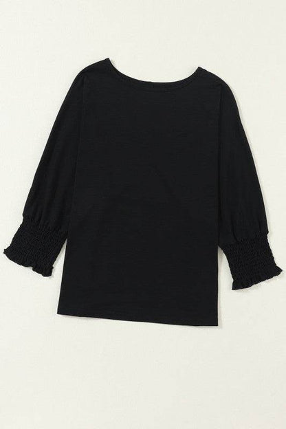 Dani Smocked 3/4 Sleeve Casual Loose Top - Shop Style & More | Fresh Looks, Everyday Deals & Free Shipping
