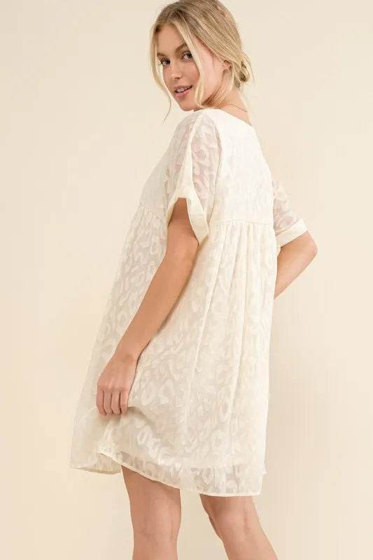 And The Why Woven Leopard Baby Doll Roll-Sleeve Casual Dress - Shop Style & More | Fresh Looks, Everyday Deals & Free Shipping
