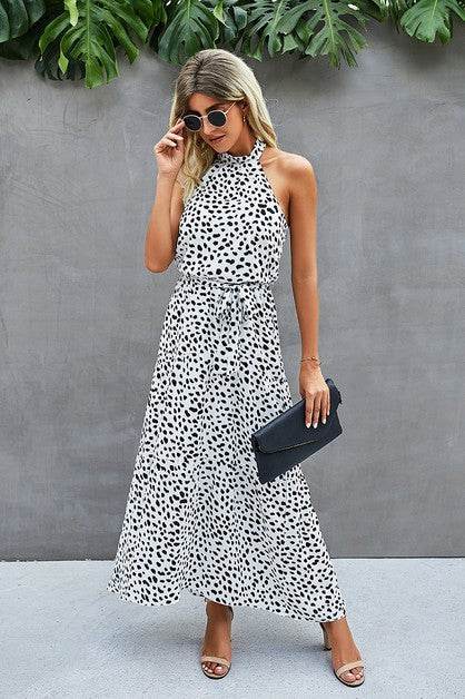 Tie Back Dalmatian Print Halter Dress - Shop Style & More | Fresh Looks, Everyday Deals & Free Shipping