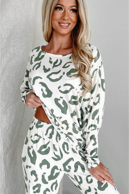 Leopard Animal Print Long Sleeve Loungewear Set - Shop Style & More | Fresh Looks, Everyday Deals & Free Shipping