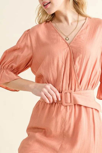 And The Why Flounce Sleeves Romper with Belt - Shop Style & More | Fresh Looks, Everyday Deals & Free Shipping