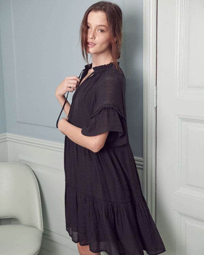 Ruffled neck tiered mini dress PLUS - Shop Style & More | Fresh Looks, Everyday Deals & Free Shipping