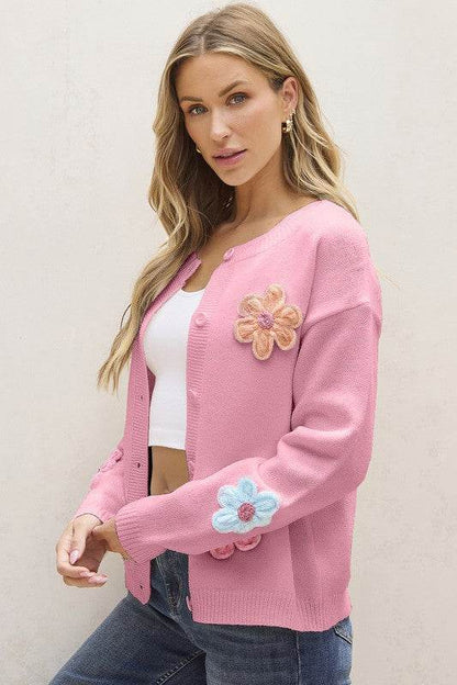 Knitted Floral Pattern Button Up Cardigan - Shop Style & More | Fresh Looks, Everyday Deals & Free Shipping
