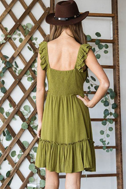 Ruched waist ruffled sleeveless dress - Shop Style & More | Fresh Looks, Everyday Deals & Free Shipping
