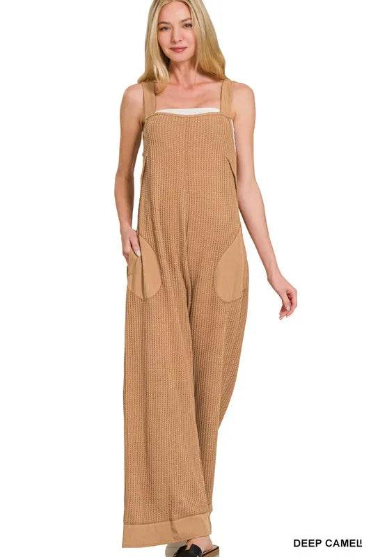 Zenana Knit Waffle Wide Leg Overalls - Shop Style & More | Fresh Looks, Everyday Deals & Free Shipping