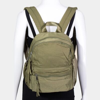 Fame Nylon Multi Pocket Backpack Bag Moss One Size Bags