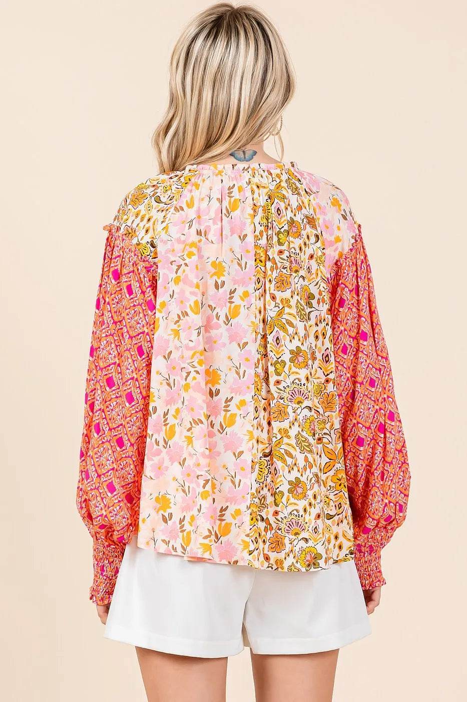 Mittoshop Mixed Patchwork Print Long Sleeve Blouse - Shop Style & More | Fresh Looks, Everyday Deals & Free Shipping