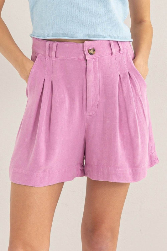 HYFVE High Waist Pleated Linen Shorts - Shop Style & More | Fresh Looks, Everyday Deals & Free Shipping