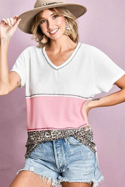 BiBi Colr Block Waffle Knit Top - Shop Style & More | Fresh Looks, Everyday Deals & Free Shipping