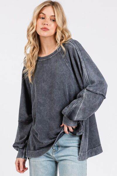Mittoshop Mineral Wash Raglan Long Sleeve Oversized Top - Shop Style & More | Fresh Looks, Everyday Deals & Free Shipping