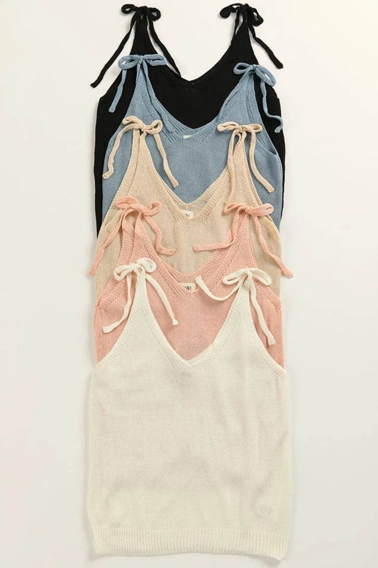 BiBi Tied Shoulder Solid Knit Top - Shop Style & More | Fresh Looks, Everyday Deals & Free Shipping