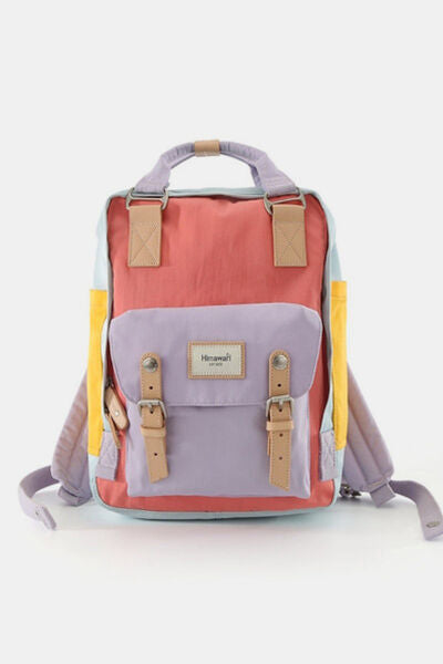 Himawari Contrast Waterproof Nylon Backpack Bag Pink Lavender One Size Bags