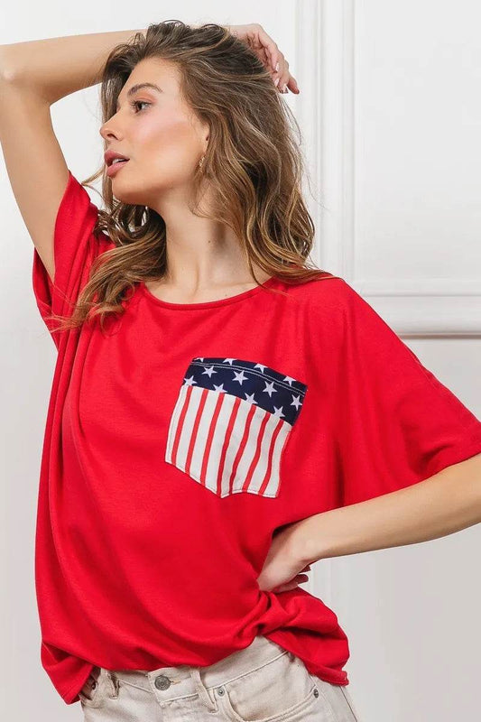 BiBi French Terry With Front Pocket Dolman Sleeves Top - Shop Style & More | Fresh Looks, Everyday Deals & Free Shipping
