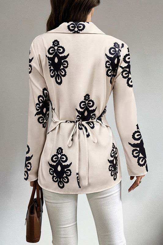 Print Button Cross Asymmetrical Hem Fit Blouse - Shop Style & More | Fresh Looks, Everyday Deals & Free Shipping