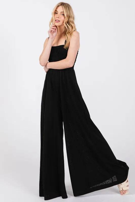SAGE+FIG Smocked Flowy Wide Leg Jumpsuit - Shop Style & More | Fresh Looks, Everyday Deals & Free Shipping