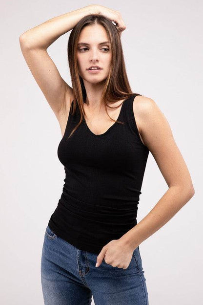 Front & Back 2-Way V-Neck Seamless Tank - Shop Style & More | Fresh Looks, Everyday Deals & Free Shipping