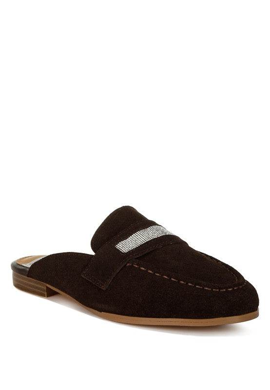 Belorose Rhinestone Strap Suede Mules - Shop Style & More | Fresh Looks, Everyday Deals & Free Shipping