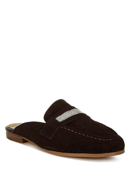 Belorose Rhinestone Strap Suede Mules - Shop Style & More | Fresh Looks, Everyday Deals & Free Shipping