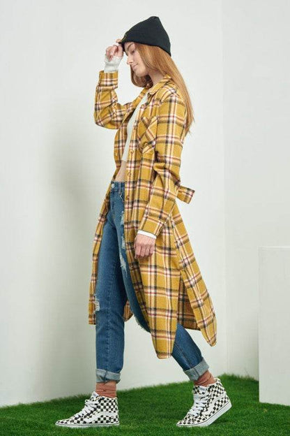 PLAID PRINT COLLAR LONG SHIRT DRESS - Shop Style & More | Fresh Looks, Everyday Deals & Free Shipping