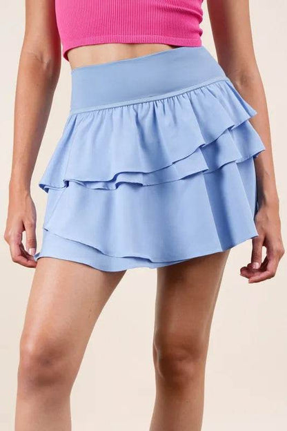 VERY J Riffled Tiered Layers Activewear Skirt with Shorts - Shop Style & More | Fresh Looks, Everyday Deals & Free Shipping