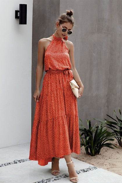 Tie Back Polka Dot Ruffle Hem Halter Dress - Shop Style & More | Fresh Looks, Everyday Deals & Free Shipping