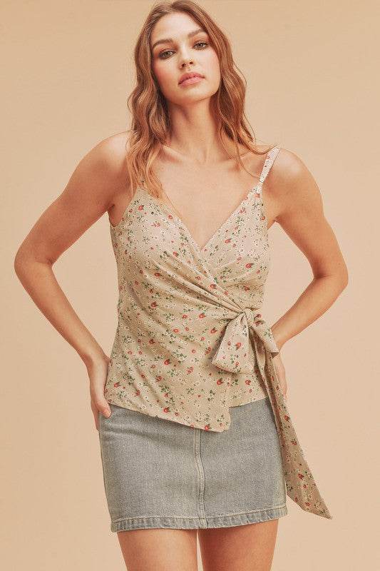 Aemi + Co Ditsy Floral Surplice Adjustable Straps Cami - Shop Style & More | Fresh Looks, Everyday Deals & Free Shipping