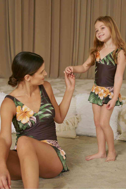 Marina West Swim Dress Aloha Brown - Full Size Clear Waters Swim Dress One-Piece Swimwear