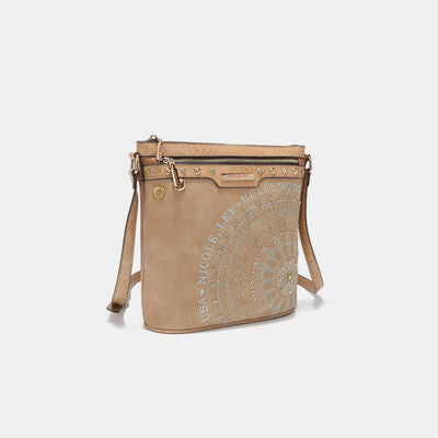 Nicole Lee USA Metallic Stitching Embroidery Inlaid Rhinestone Crossbody Bag Bags