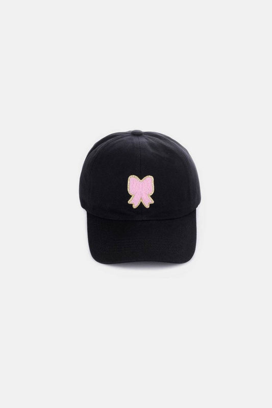 Zenana Ribbon Bow Chenille Patch Baseball Cap - Shop Style & More | Fresh Looks, Everyday Deals & Free Shipping