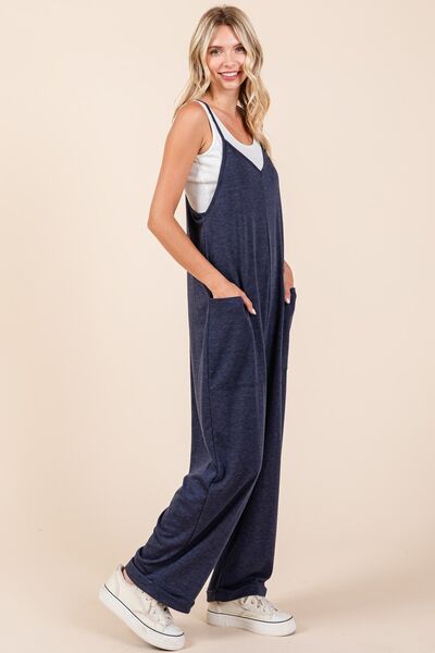 Mittoshop Patch Pocket Wide Leg Sleeveless Jumpsuit Jumpsuits