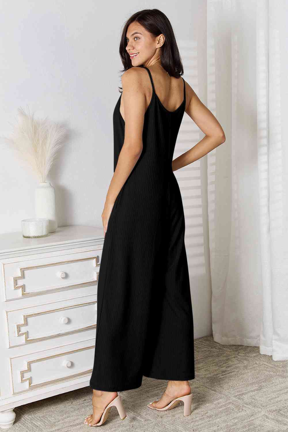 Basic Bae Spaghetti Strap Jumpsuit - Full Size V-Neck Design Jumpsuits