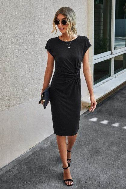 Solid Crewneck Short Sleeve High Waisted Fit Midi - Shop Style & More | Fresh Looks, Everyday Deals & Free Shipping