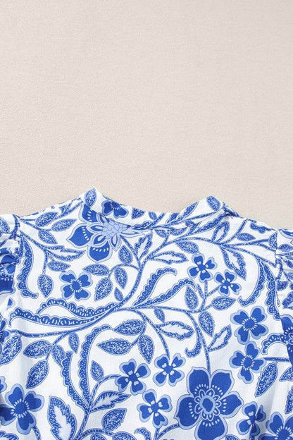 Blue Flower Print Puff Sleeve Tiered Dress - Shop Style & More | Fresh Looks, Everyday Deals & Free Shipping