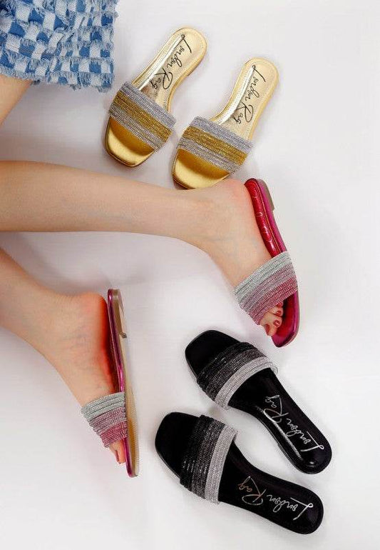 Chrisy Rhinestone Strap Slip On Flats - Shop Style & More | Fresh Looks, Everyday Deals & Free Shipping