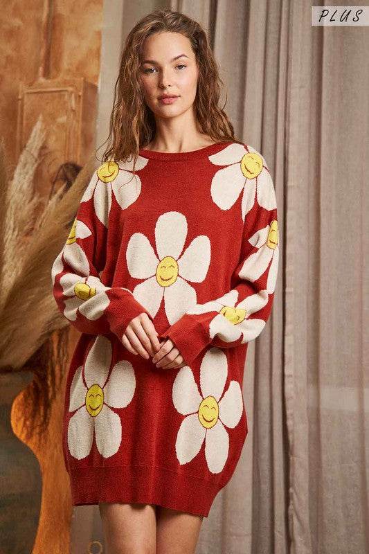 HAPPY FACE PRINT KNIT SWETAER - Shop Style & More | Fresh Looks, Everyday Deals & Free Shipping