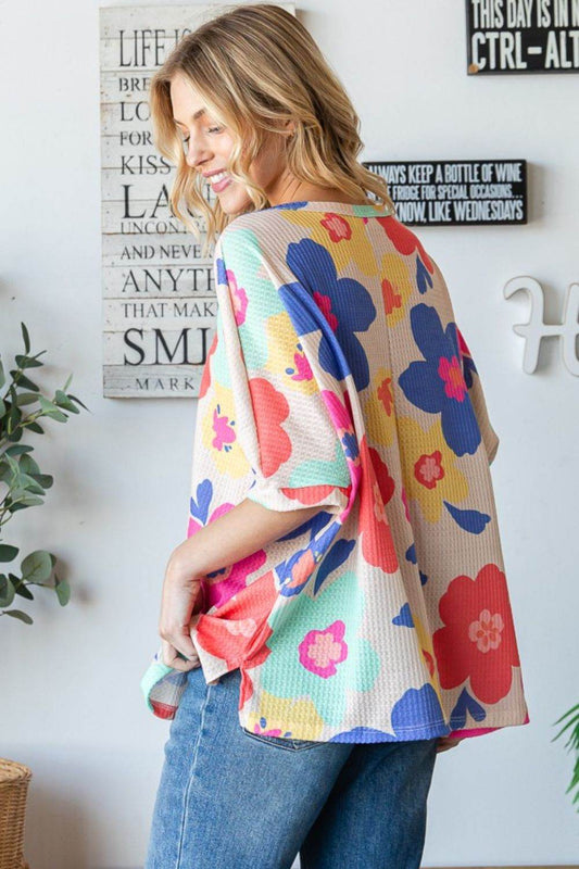 HOPELY Floral Waffle Oversize T-Shirt - Shop Style & More | Fresh Looks, Everyday Deals & Free Shipping
