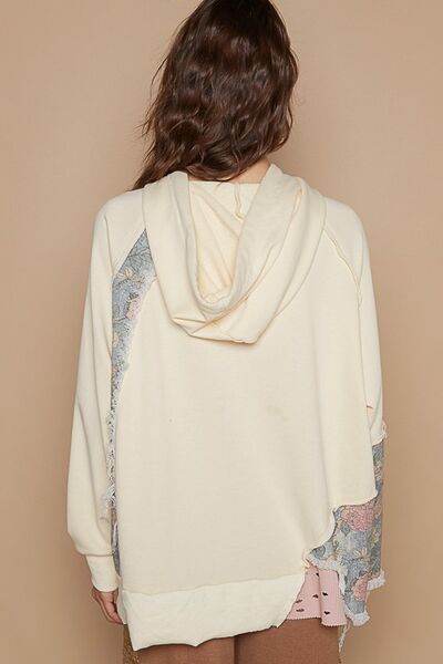 POL Floral Patchwork Distressed Drawstring Hoodie - Shop Style & More | Fresh Looks, Everyday Deals & Free Shipping