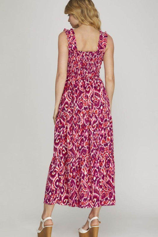 She + Sky Full Size Smocked Printed Wide Strap Tiered Dress Plus Size - Shop Style & More | Fresh Looks, Everyday Deals & Free Shipping