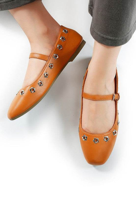 Tanzer Floral Eyelet Strapped Ballerinas - Shop Style & More | Fresh Looks, Everyday Deals & Free Shipping