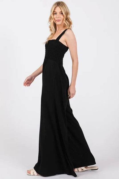 SAGE+FIG Smocked Flowy Wide Leg Jumpsuit - Shop Style & More | Fresh Looks, Everyday Deals & Free Shipping