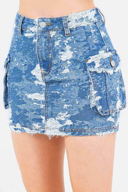 American Bazi Jacquard Trim Cargo Mini Denim Skirt - Shop Style & More | Fresh Looks, Everyday Deals & Free Shipping